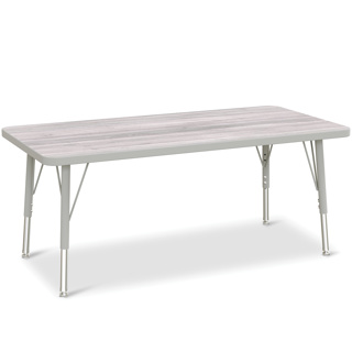 Berries Adjustable Table, 24" x 48", Rectangle, Driftwood with Grey, 15"-24" High