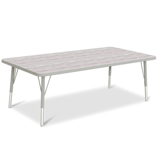 Berries Adjustable Table, 30" x 60", Rectangle, Driftwood with Grey, 15"-24" High