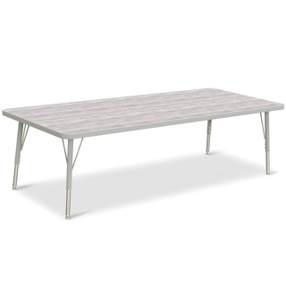 Berries Adjustable Table, 30" x 72", Rectangle, Driftwood with Grey, 15"-24" High