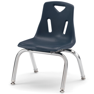 Berries Stacking Chair, Chrome Legs, 10" Seat Height, Navy