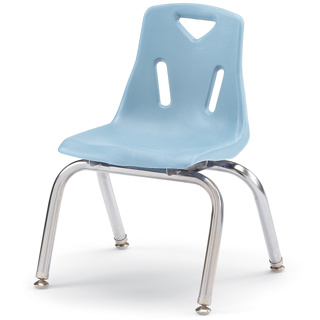Berries Stacking Chair, Chrome Legs, 12" Seat Height, Coastal Blue