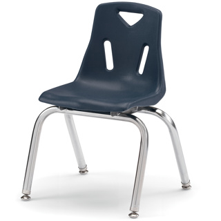 Berries Stacking Chair, Chrome Legs, 14" Seat Height, Navy