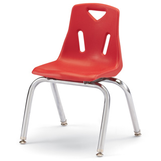 Berries Stacking Chair, Chrome Legs, 14" Seat Height, Red