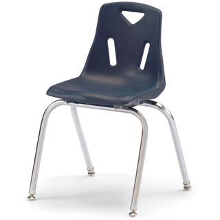 Berries Stacking Chair, Chrome Legs, 18" Seat Height, Navy