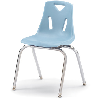 Berries Stacking Chair, Chrome Legs, 18" Seat Height, Coastal Blue