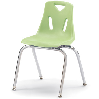 Berries Stacking Chair, Chrome Legs, 18" Seat Height, Key Lime