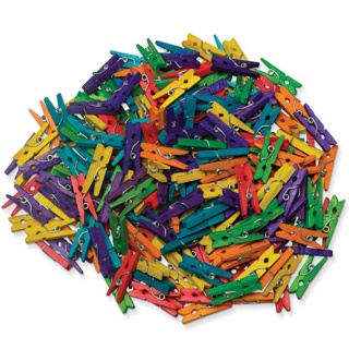 Mini Clothespins, 1" Long, Assorted, 250 Pieces