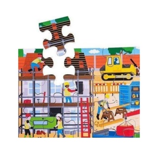 Construction Wooden Floor Puzzle, 48 Pieces
