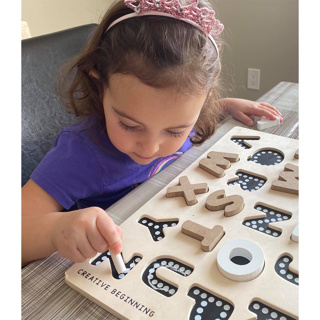 Chunky Letter Puzzle with Chalkboard Base