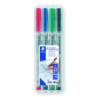 Lumocolour Wet-Erase Markers, 1 mm, Assorted, Set of 4