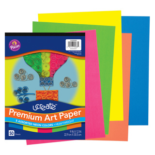 Ucreate Premium Art Pad, Neon, 9" x 12", 50 Sheets