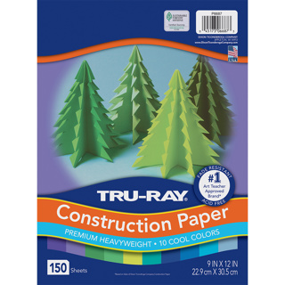 Tru-Ray Construction Paper, 9" x 12", Cool Assortment, 150 Sheets