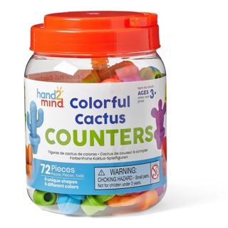 Colourful Cactus Counters, 72 Pieces