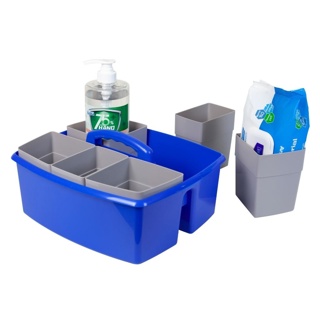 Storex Large Caddy with Sorting Cups, Blue, Set of 2