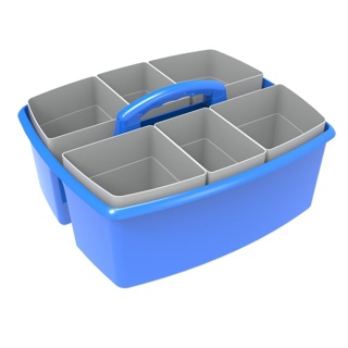 Storex Large Caddy with Sorting Cups, Blue, Set of 2