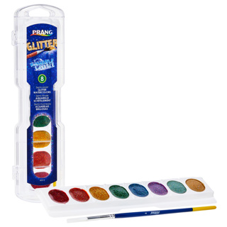 Oval Pan Washable Watercolours, 8 Colour, Glitter