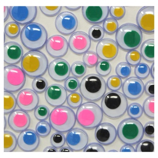 Wiggle Eyes, Coloured, Asorted Sizes, 100 Pieces
