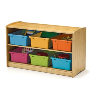 Bamboo Shelving Unit with Assorted Tubs Combo