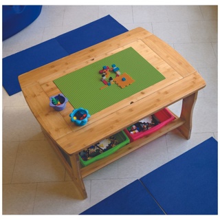 Bamboo Sensory and Construction Bricks Table with Assorted Tub Combo