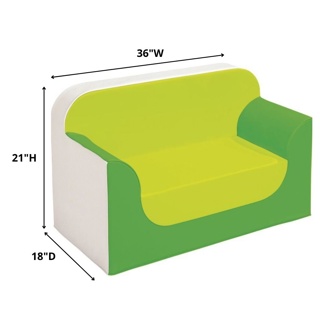 Preschool Soft Couch, 10", Ivory/Green