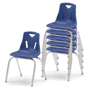 Berries Stacking Chairs, Chrome Legs, 18" Seat Height, Navy, Set of 6