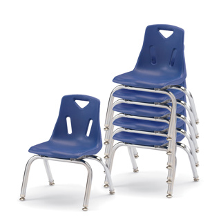 Berries Stacking Chairs, Chrome Legs, 10" Seat Height, Navy, Set of 6