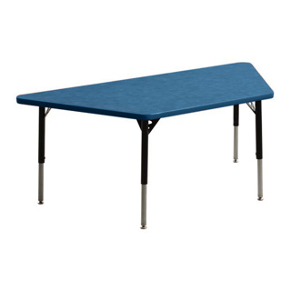 Aktivity Adjustable Table, 24" x 48", Trapezoid, Blueberry with Black, 17"-25" High