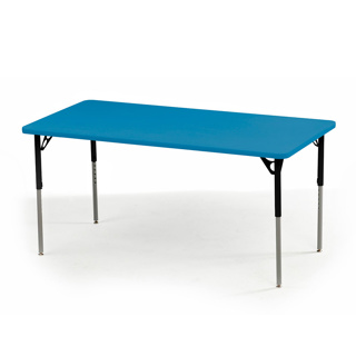 Aktivity Adjustable Table, 30" x 60", Rectangle, Blueberry with Black, 17"-25" High