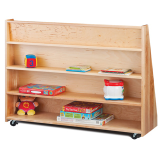 Mobile Library Bookcase with Storage, Solid Hardwood