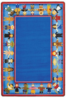 Children of Many Cultures Rug, 7'8" x 10'9", Rectangle, Blue