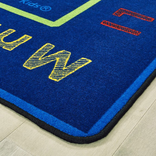 Chalk and Play Literacy Rug, 6' x 9', Rectangle, Blue