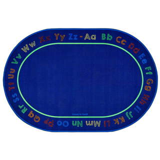 Chalk and Play Literacy Rug, 8' x 12', Oval, Blue