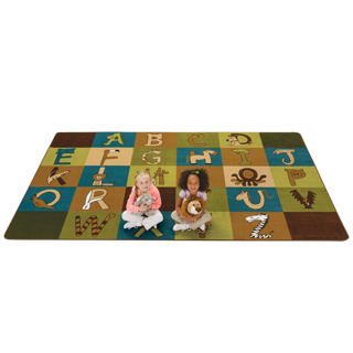A To Z Animals Rug, 7'6" x 12', Rectangle, Natural