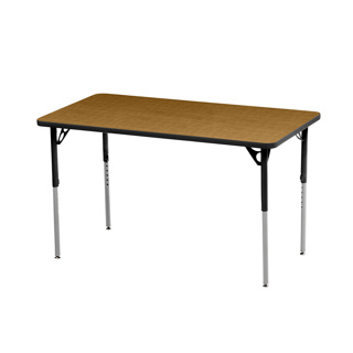 Aktivity Adjustable Table, 24" x 60", Rectangle, Golden Oak with Black, 22”-30” High