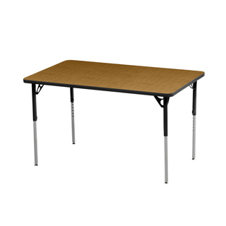 Aktivity Adjustable Table, 30" x 60", Rectangle, Golden Oak with Black, 22”-30” High