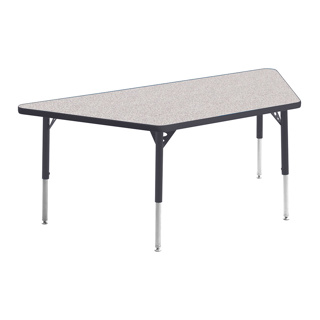 Aktivity Adjustable Table, 30" x 60", Trapezoid, Grey with Grey, 17"-25" High