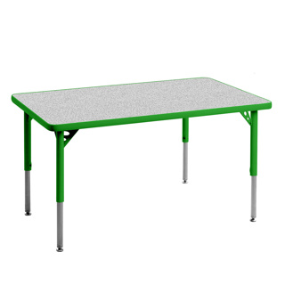 Aktivity Adjustable Table, 24" x 48", Rectangle, Grey with Green, 17"-25" High