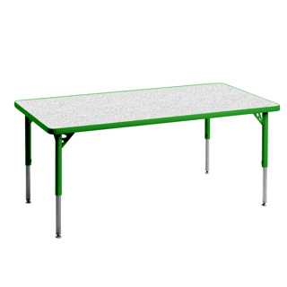 Aktivity Adjustable Table, 24" x 60", Rectangle, Grey with Green, 17"-25" High