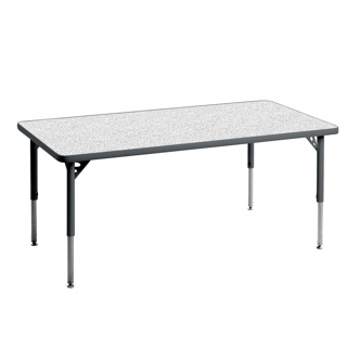 Aktivity Adjustable Table, 24" x 60", Rectangle, Grey with Grey, 17"-25" High
