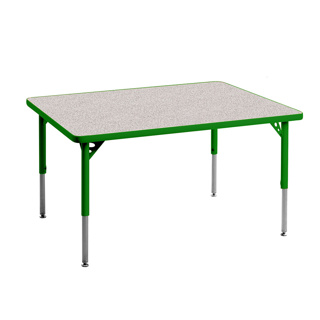 Aktivity Adjustable Table, 30" x 48", Rectangle, Grey with Green, 17"-25" High