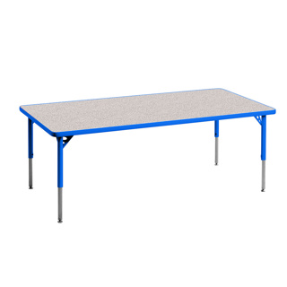 Aktivity Adjustable Table, 30" x 60", Rectangle, Grey with Blue, 17"-25" High
