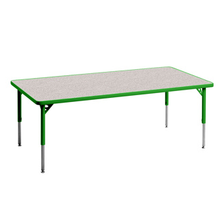 Aktivity Adjustable Table, 30" x 72", Rectangle, Grey with Green, 17"-25" High