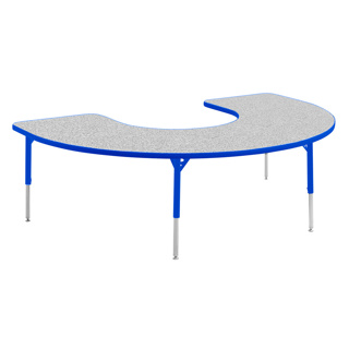 Aktivity Adjustable Table, 36" x 60", C-Shape, Grey with Blue, 17"-25" High