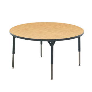 Aktivity Adjustable Table, 36", Round, Maple with Grey, 17"-25" High
