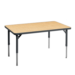Aktivity Adjustable Table, 24" x 48", Rectangle, Maple with Charcoal, 17"-25" High