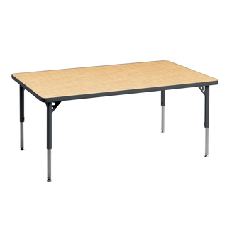 Aktivity Adjustable Table, 30" x 60", Rectangle, Maple with Charcoal, 17"-25" High
