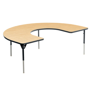Aktivity Adjustable Table, 36" x 60", C-Shape, Maple with Charcoal, 17"-25" High