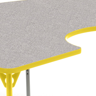 Aktivity Adjustable Table, 36" x 60", Kidney, Grey with Yellow, 17"-25" High