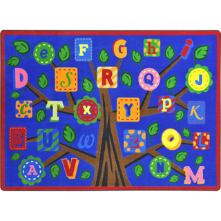 Alphabet Leaves Rug, 5'4" x 7'8", Rectangle, Primary