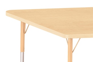 Berries Adjustable Table, 30" x 60", Trapezoid, Maple with Maple, 11"-15" High